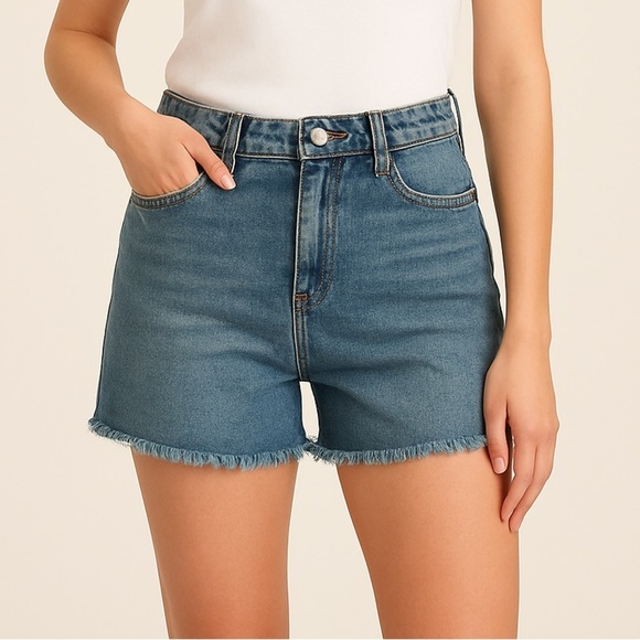 NWT PTCL High Rise Cut Off Denim Jean Shorts Beachy Classic Sz 30 - Picture 1 of 11